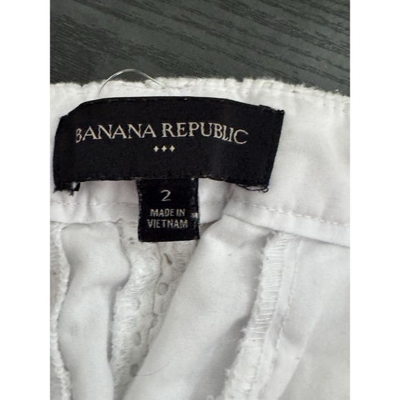 Banana Republic Chino Shorts Women's Size 2 White Flat Front Zip Fly Summer - Picture 6 of 9